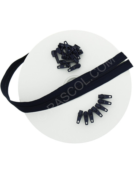 10-meter roll of nylon zipper - Navy blue