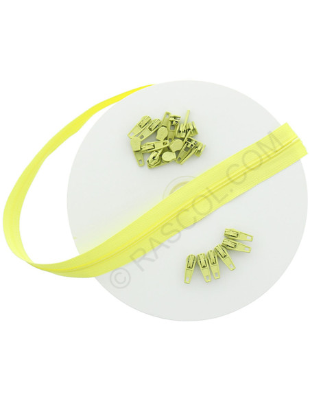 10-meter roll of nylon zipper - Yellow