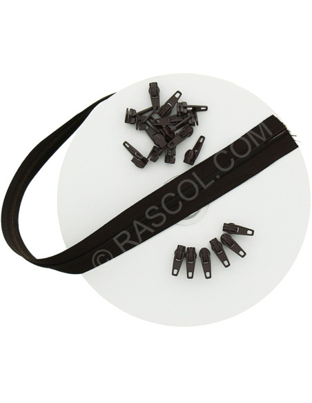 10-meter roll of nylon zipper - Brown