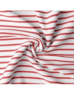 Breton striped jersey fabric - White and red