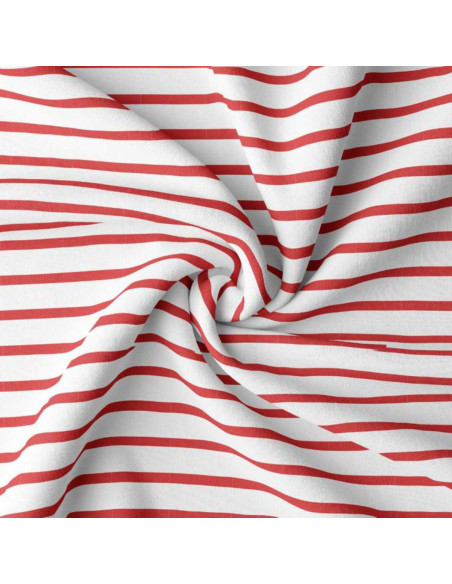 Breton striped jersey fabric - White and red