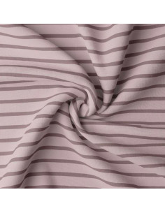 Breton striped jersey fabric - Petal and chestnut