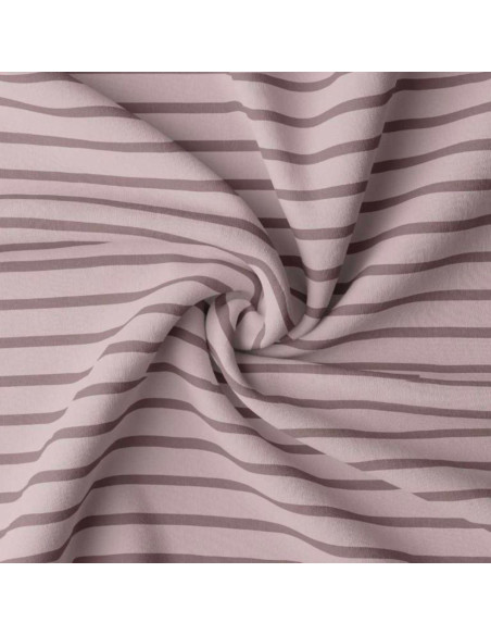 Breton striped jersey fabric - Petal and chestnut