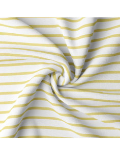 Breton striped jersey fabric - White and vanilla