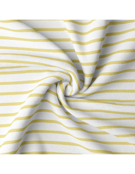 Breton striped jersey fabric - White and vanilla