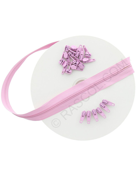 10-meter roll of nylon zipper - Pink