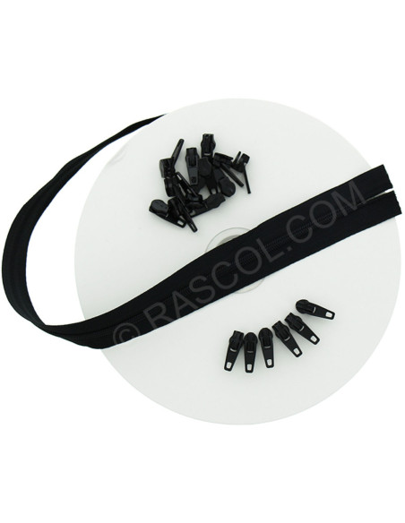 10-meter roll of nylon zipper - Black