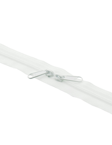 Back-to-back nylon closure for bags 60 cm - White