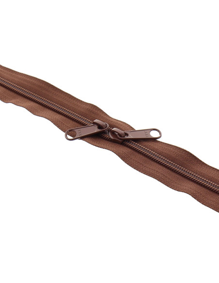 Back-to-back nylon closure for bags 60 cm - Light brown
