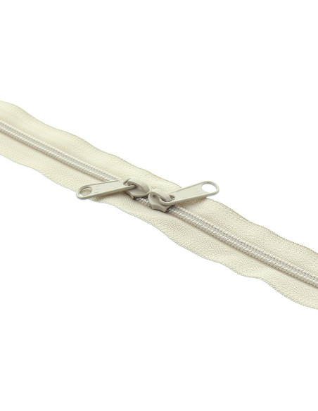 60 cm nylon back-to-back closure for bags - Beige