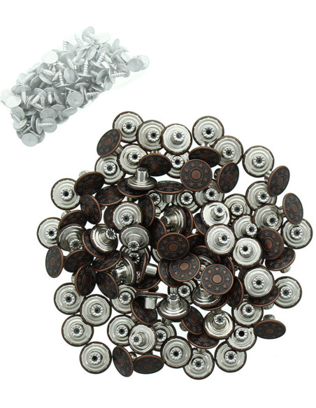 Box of 100 jean buttons 17mm - Copper stars