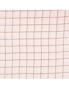 Double gauze fabric with checks - Morganite and fawn 2