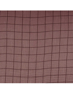 Double gauze fabric with checks - Chestnut and black coffee 2