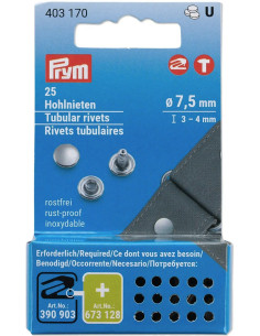 Set of 25 tubular rivets 3-4 mm silver VARIO Creative Tool