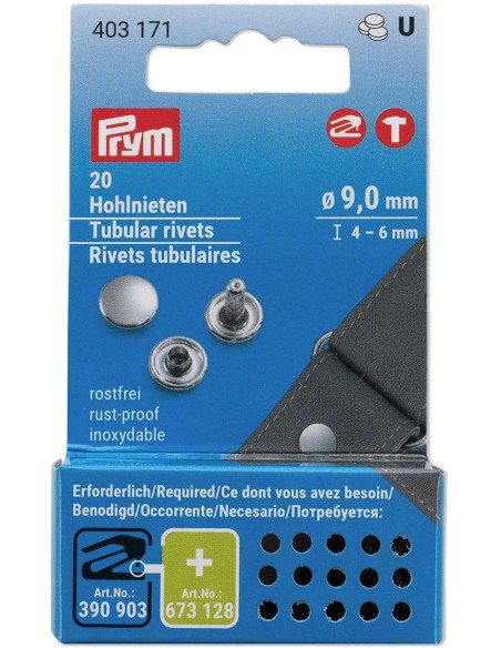 Set of 20 tubular rivets 4-6 mm silver VARIO Creative Tool