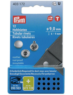 Set of 12 tubular rivets 6-9 mm silver VARIO Creative Tool