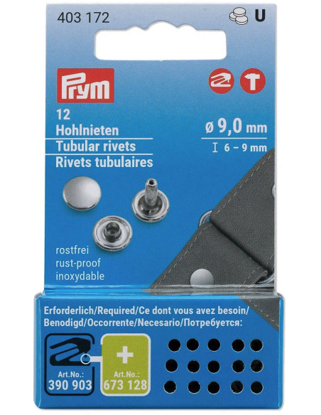 Set of 12 tubular rivets 6-9 mm silver VARIO Creative Tool