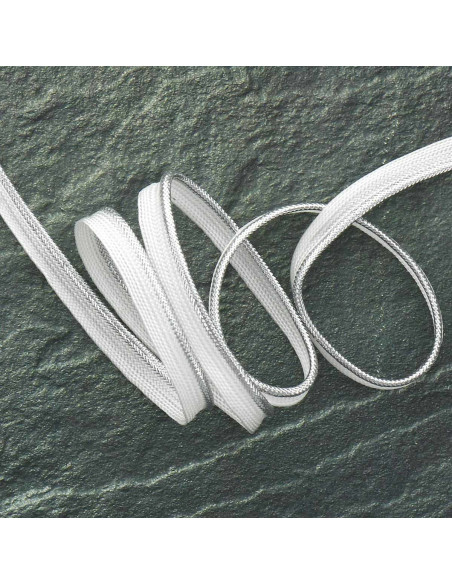 Metallic braided piping - Silver with white weave