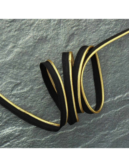 Metallic braided piping - Gold with black weave