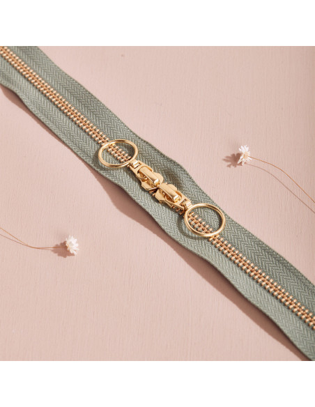 Gold and Cedar double slider zipper 40 cm - Atelier Brunette