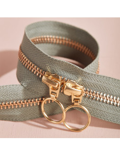 Gold and Cedar double slider zipper 40 cm - Atelier Brunette 2