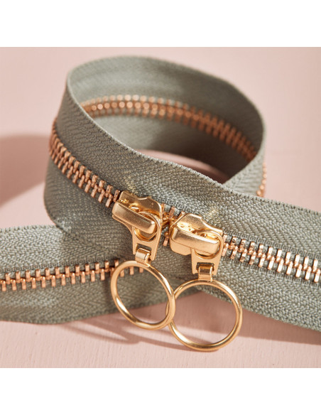 Gold and Cedar double slider zipper 40 cm - Atelier Brunette