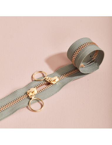 Gold and Cedar double slider zipper 40 cm - Atelier Brunette