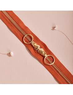 Gold and Chesnut double slider zipper 40 cm - Atelier Brunette
