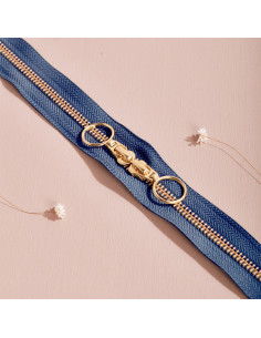 Gold and Cobalt double slider zipper 40 cm - Atelier Brunette