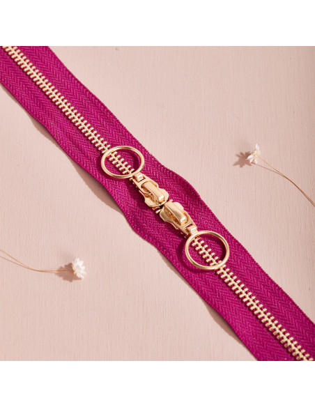 Gold and Dahlia double slider zipper 40 cm - Atelier Brunette