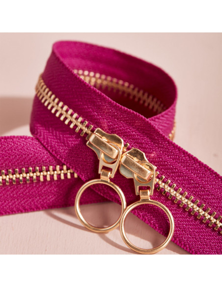 Gold and Dahlia double slider zipper 40 cm - Atelier Brunette