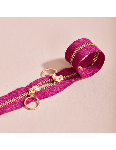 Gold and Dahlia double slider zipper 40 cm - Atelier Brunette