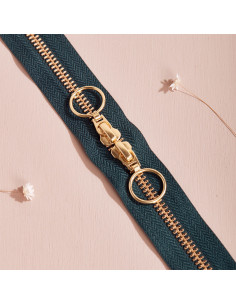 Gold and Forest double slider zipper 40 cm - Atelier Brunette