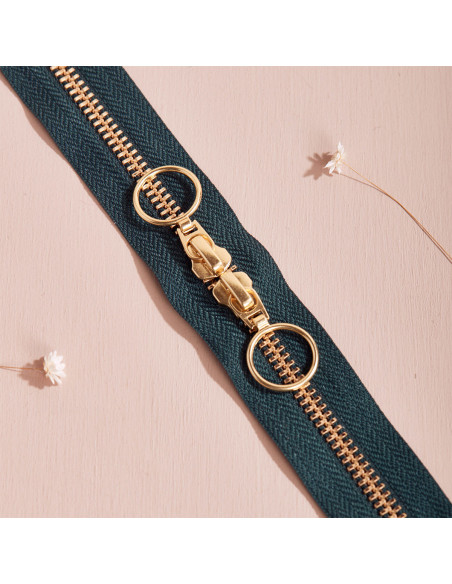 Gold and Forest double slider zipper 40 cm - Atelier Brunette