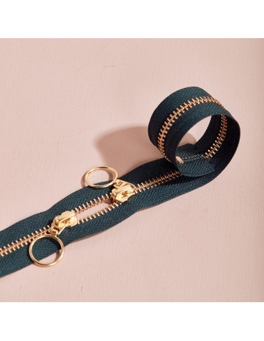 Gold and Forest double slider zipper 40 cm - Atelier Brunette