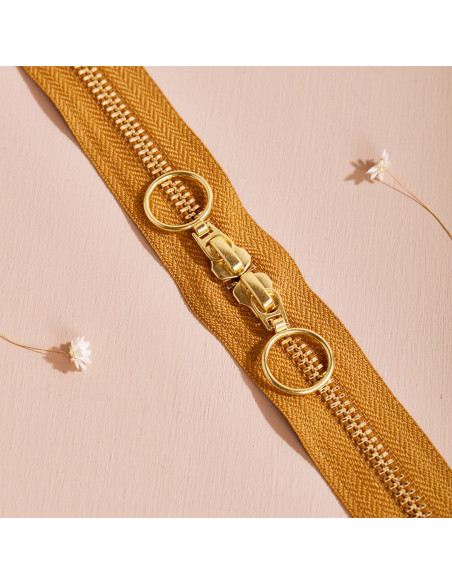 Gold and Ochre double slider zipper 40 cm - Atelier Brunette