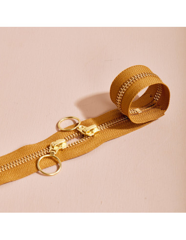 Gold and Ochre double slider zipper 40 cm - Atelier Brunette