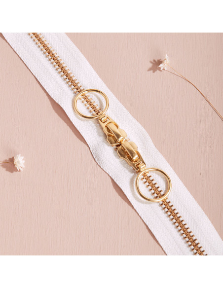 Gold and Off White double slider zipper 40 cm - Atelier Brunette