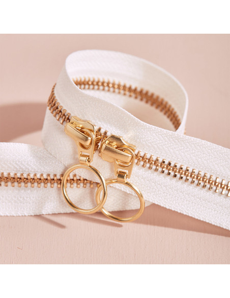 Gold and Off White double slider zipper 40 cm - Atelier Brunette