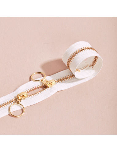 Gold and Off White double slider zipper 40 cm - Atelier Brunette