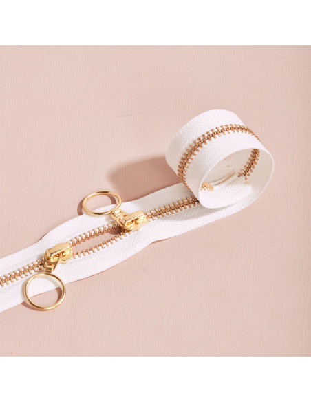 Gold and Off White double slider zipper 40 cm - Atelier Brunette