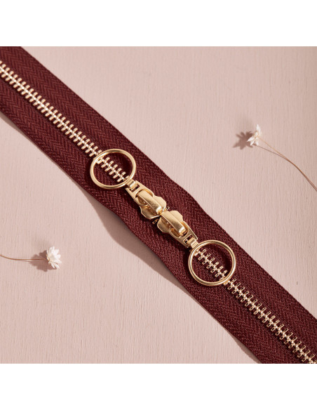 Gold and Rust double slider zipper 40 cm - Atelier Brunette