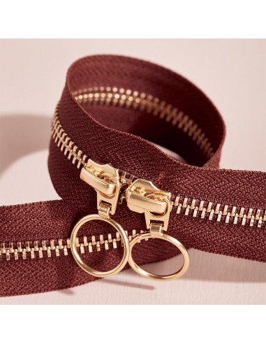 Gold and Rust double slider zipper 40 cm - Atelier Brunette