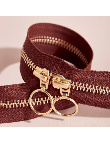 Gold and Rust double slider zipper 40 cm - Atelier Brunette