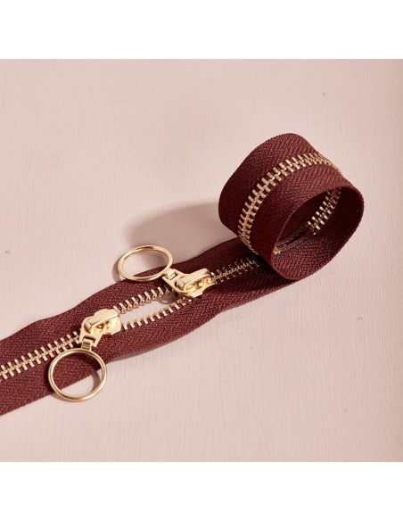 Gold and Rust double slider zipper 40 cm - Atelier Brunette