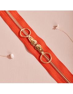 Gold and Tangerine double slider zipper 40 cm - Atelier Brunette