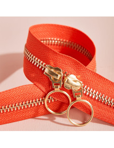 Gold and Tangerine double slider zipper 40 cm - Atelier Brunette 2