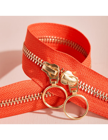 Gold and Tangerine double slider zipper 40 cm - Atelier Brunette