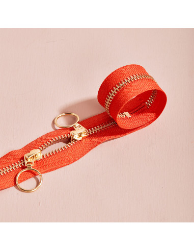 Gold and Tangerine double slider zipper 40 cm - Atelier Brunette