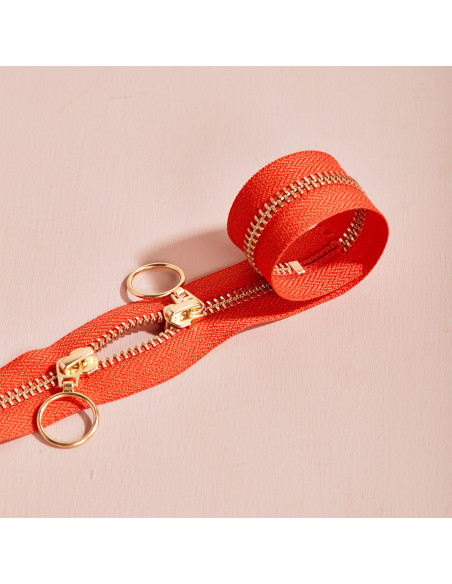 Gold and Tangerine double slider zipper 40 cm - Atelier Brunette